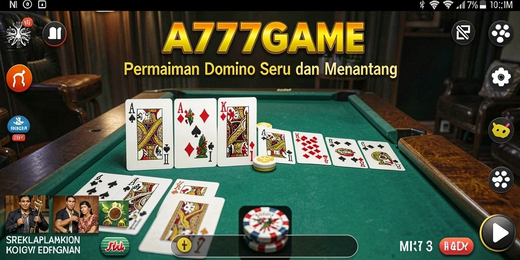 Tampilan penuh aksi dari gameplay A777GAME di Domino.