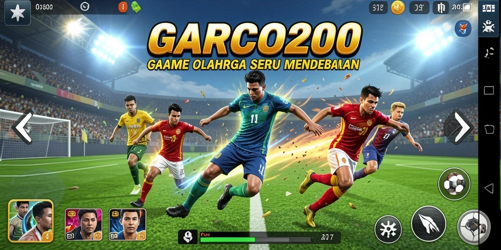 Tampilan tangkapan layar <strong>GARCO200</strong> yang menunjukkan aksi mendebarkan dalam gameplay olahraga.