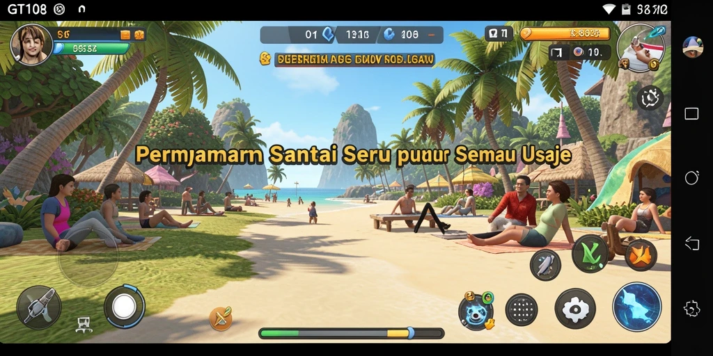 Screenshot gameplay GT108 yang penuh warna dan menyenangkan.