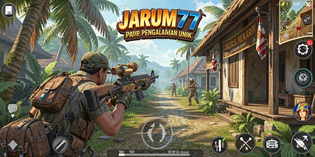 Tampilan gameplay <strong>JARUM77</strong> yang realistis dan interaktif, penuh warna.
