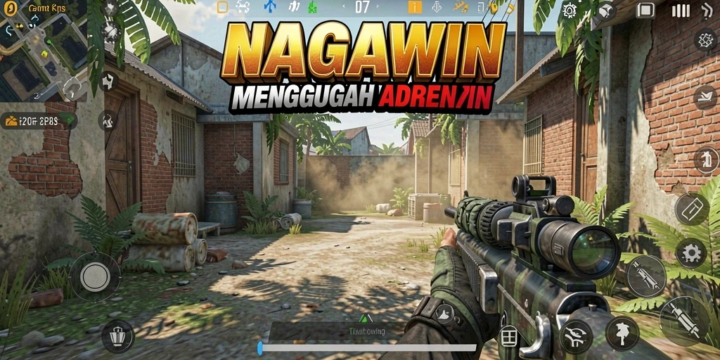 Screenshot gameplay NAGAWIN yang menampilkan aksi tembak-menembak intens.
