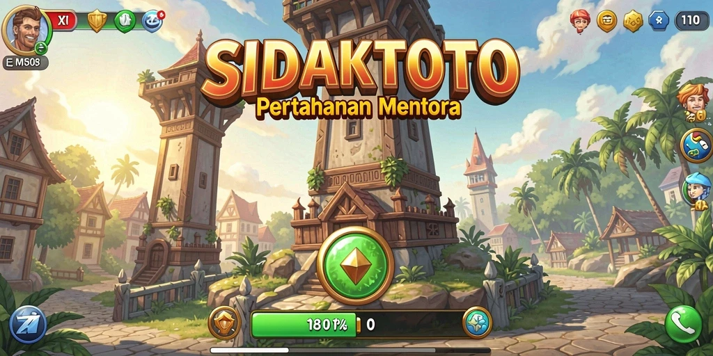 Tampilan gameplay menara pertahanan yang seru di SIDAKTOTO.